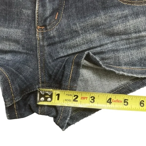 Mudd Dark Wash Denim Jean Shorts with Embroidered Back Pockets Junior’s 7 - Picture 10 of 12